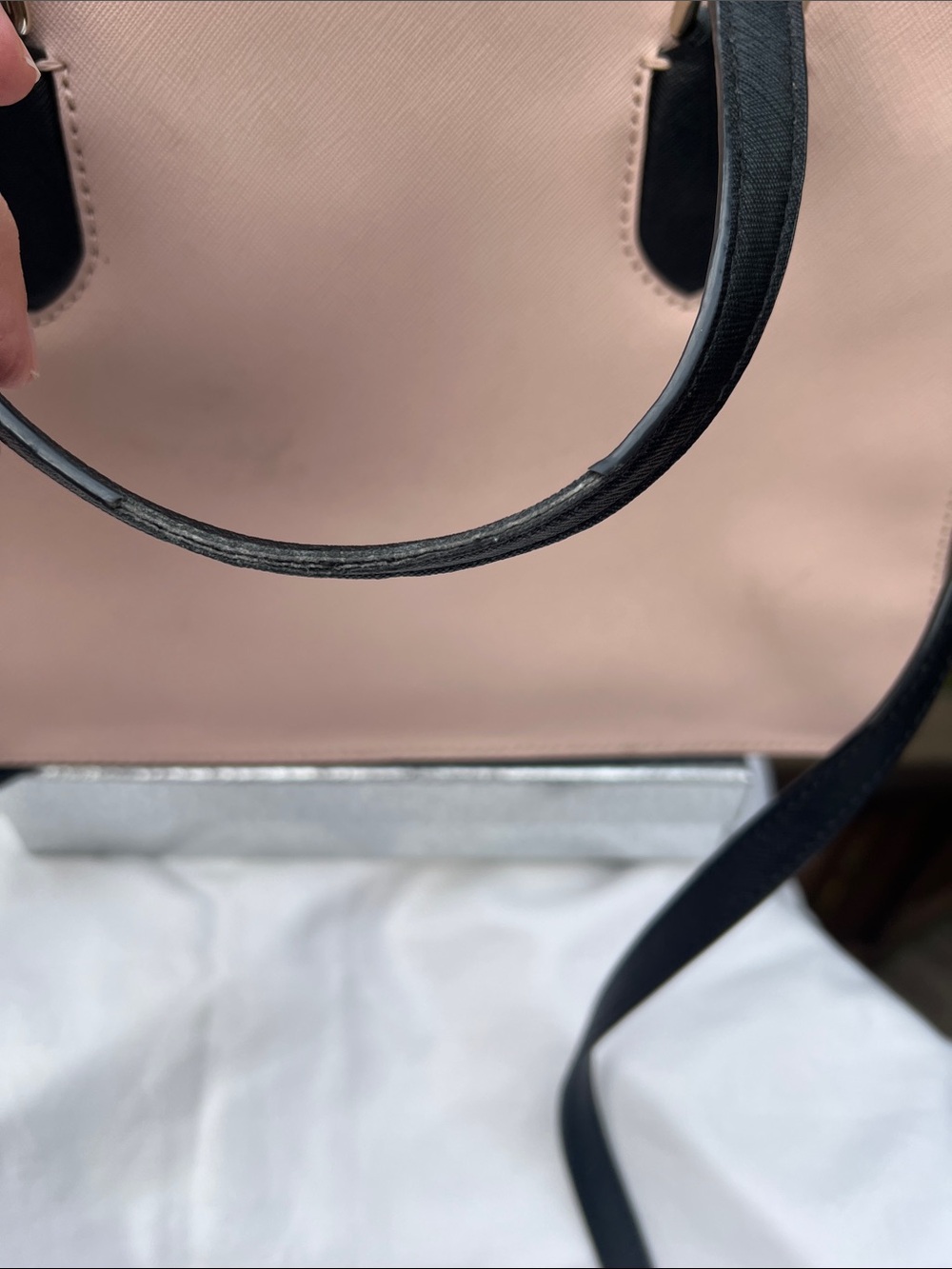 kate spade Pink and Black Saffiano Leather Satchel with Crossbody Strap - Picture 4 of 8
